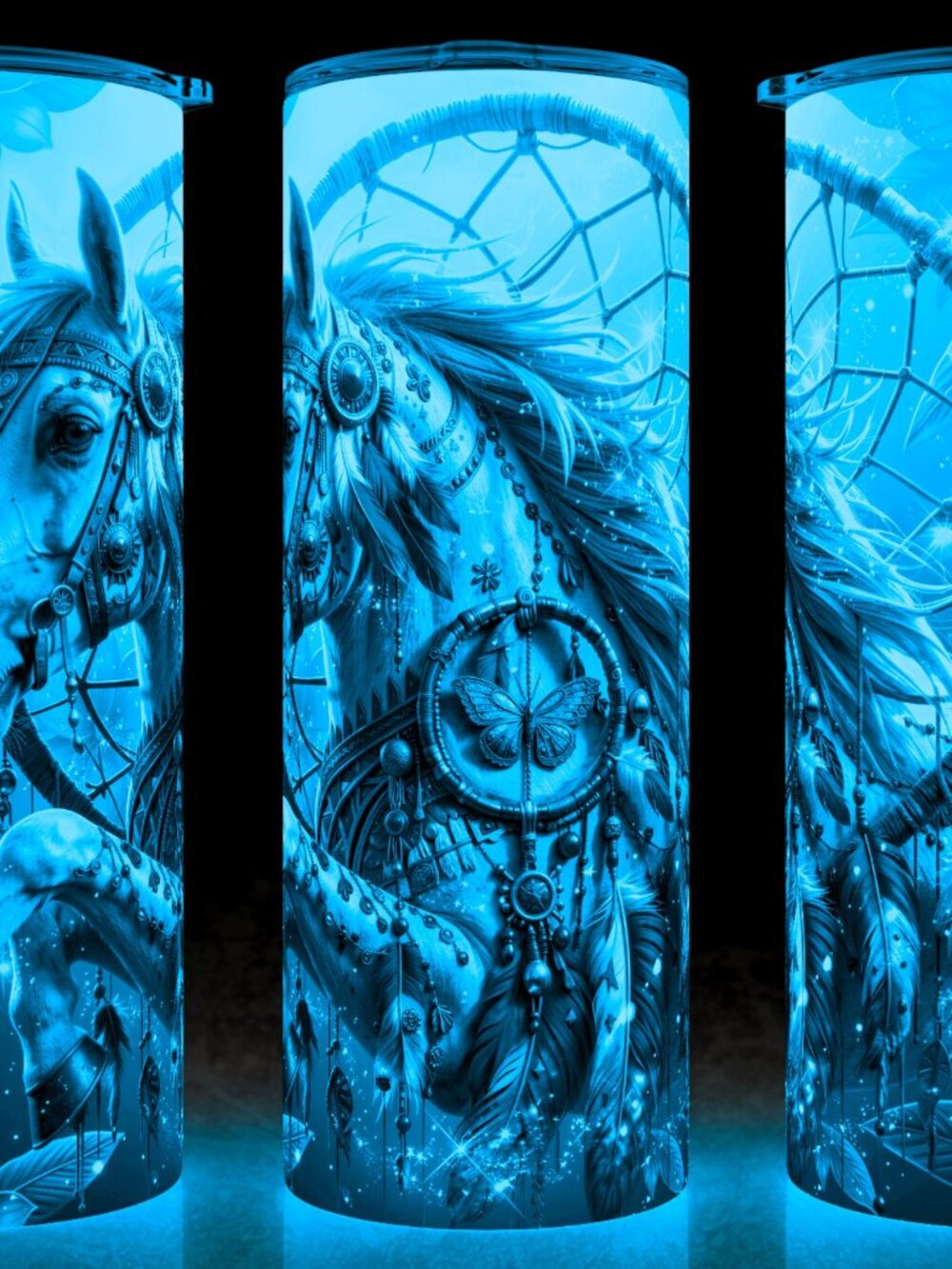 Glow in the Dark Native American Style Horse Dream Catcher Cup Mug Tumbler 20oz